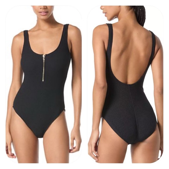 Michael Michael Kors size 10 black zip front swimsuit - Picture 5 of 9